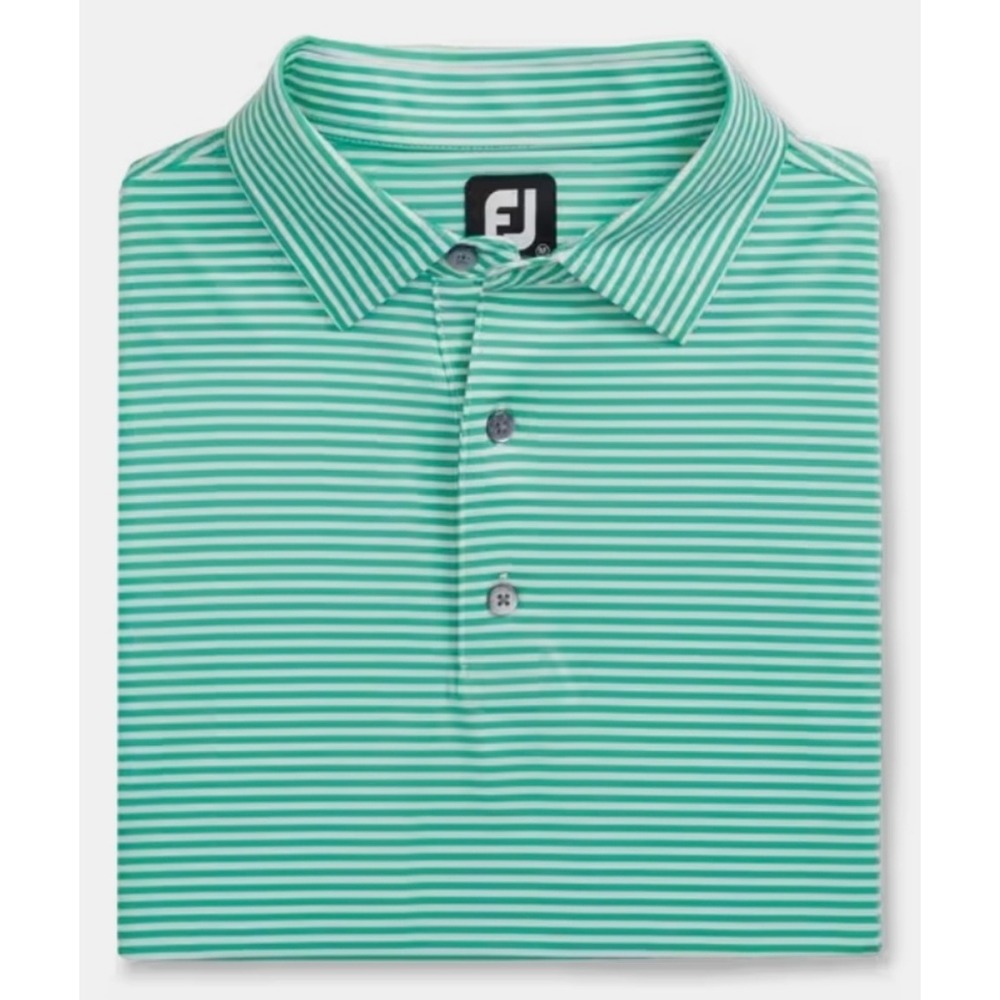 FootJoy Men's XL Green Striped Golf Pro Dri Performance Polo Collared Shirt